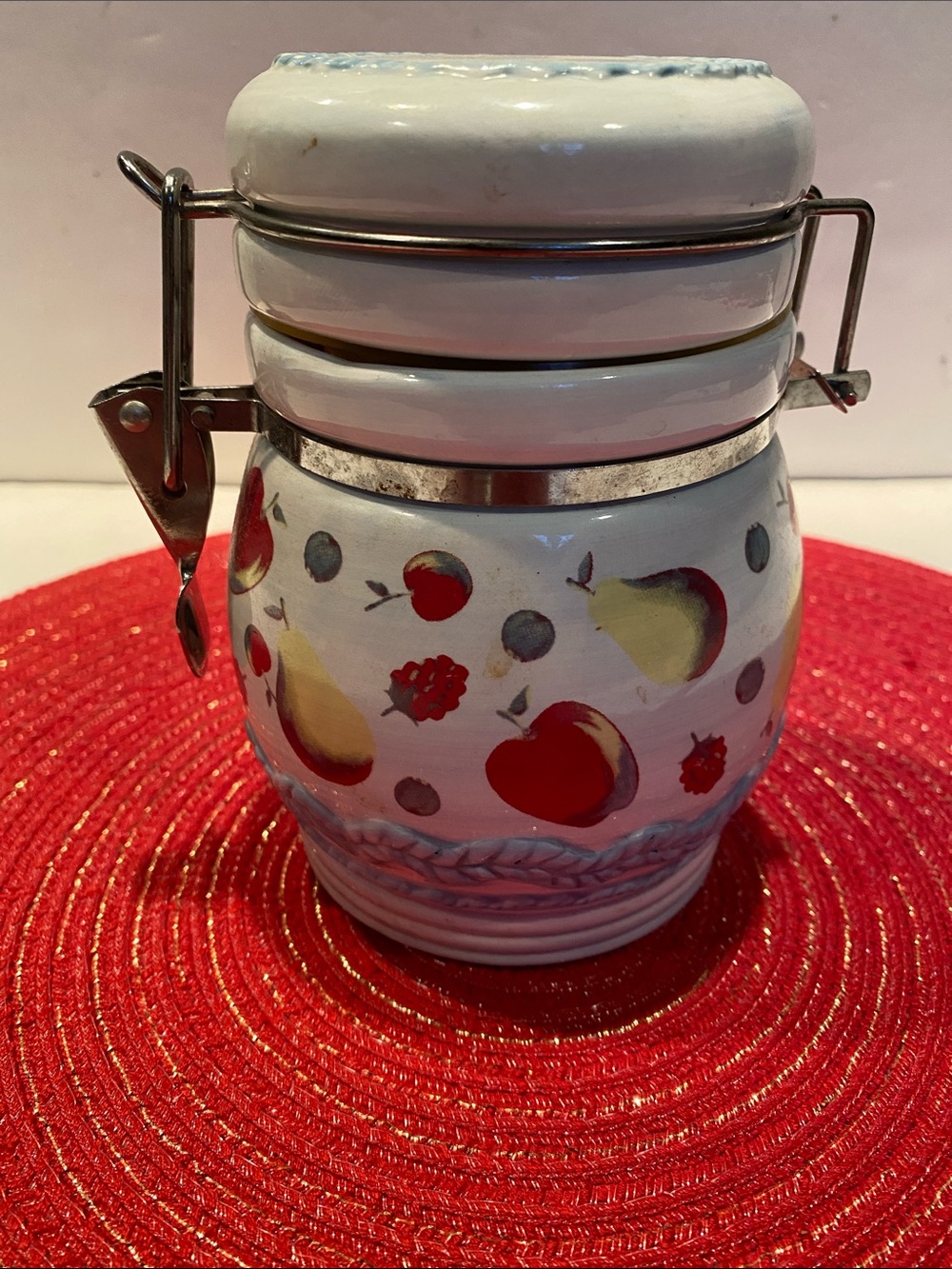 Vintage Ceramic Storage Canister with Hinged Lid